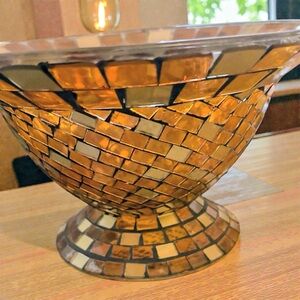 Mosaic Glass Bowl in Gold and Brown
